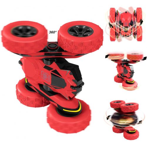  [아마존 핫딜] [아마존핫딜]SGILE RC Stunt Car Toy, Remote Control Car with 2 Sided 360 Rotation for Boy Kids Girl, Red