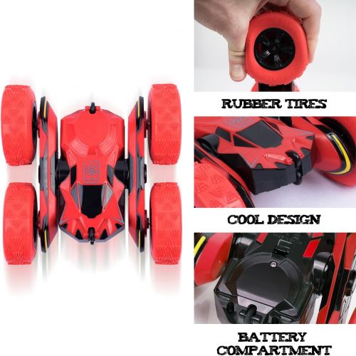  [아마존 핫딜] [아마존핫딜]SGILE RC Stunt Car Toy, Remote Control Car with 2 Sided 360 Rotation for Boy Kids Girl, Red