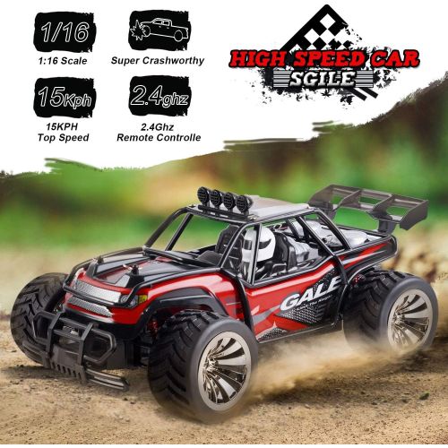  [아마존 핫딜] SGILE Remote Control Car with 2 Battery, Gift for 6-12 Years Old Kids, 1:16 15KM/H RC Drift Race Crawler Car Toy, Red