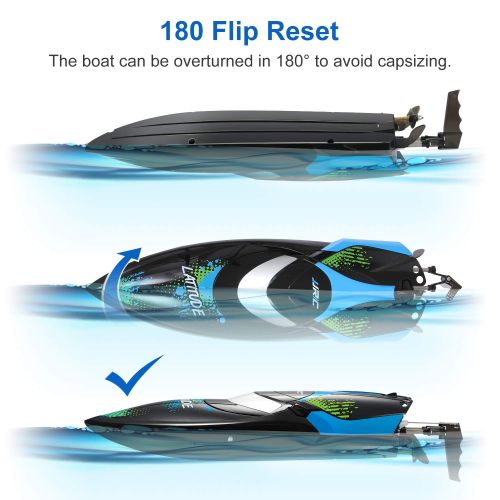  [아마존 핫딜]  [아마존핫딜]SGILE Ferngesteuertes Boot fuer Pool & Outdoor, 25 KM/H RC Rennboot mit 180º Flip Reset, 2,4 Ghz High Speed RC Boote Racing Boot fuer Erwachsene Jungen Madchen Geschenk