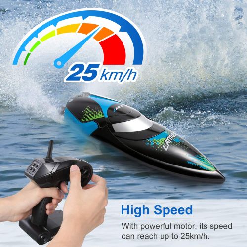  [아마존 핫딜]  [아마존핫딜]SGILE Ferngesteuertes Boot fuer Pool & Outdoor, 25 KM/H RC Rennboot mit 180º Flip Reset, 2,4 Ghz High Speed RC Boote Racing Boot fuer Erwachsene Jungen Madchen Geschenk