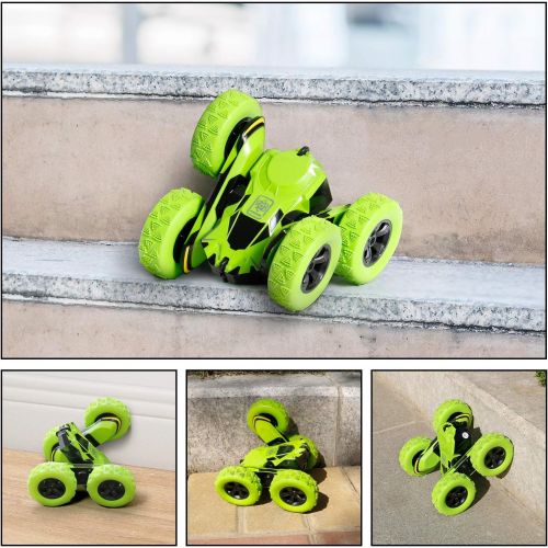 SGILE Stunt RC Car Toy, Remote Control Vehicle Double Sided 360 Degree Rolling Rotating Rotation for Boys Kids Girls,Green