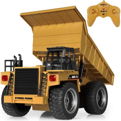  SGILE RC Remote Control Truck ,1:18 Dump Truck Construction Vehicle Toy, 2.4Ghz 6 Channel Full Function Truck Toy for Kids, Boys and Girls