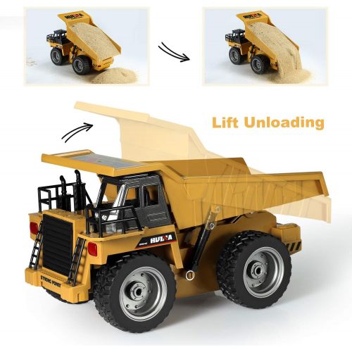  SGILE RC Remote Control Truck ,1:18 Dump Truck Construction Vehicle Toy, 2.4Ghz 6 Channel Full Function Truck Toy for Kids, Boys and Girls