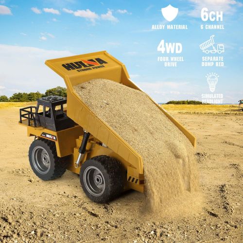  SGILE RC Remote Control Truck ,1:18 Dump Truck Construction Vehicle Toy, 2.4Ghz 6 Channel Full Function Truck Toy for Kids, Boys and Girls