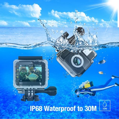  Action Sport Kamera 4K ,SGODDE Unterwasser 30M Action Cam mit 2 wiederaufladbaren Batterien,1080p Full HD, 170° Weitwinkel,WIFI Fernbedienung ,2.31 Display, Touchscreen ,Anti-Shake