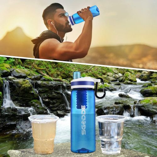  [아마존베스트]SGODDE Water Filter Bottles, 2019 Latest Filtered Water Bottle Filter Straw BPA Free for Hiking, Camping, Backpacking and Travel