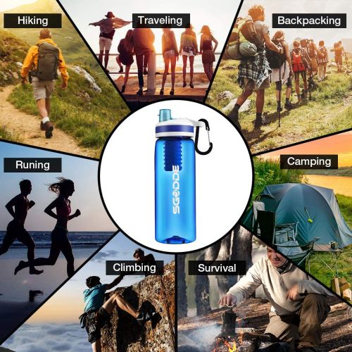  [아마존베스트]SGODDE Water Filter Bottles, 2019 Latest Filtered Water Bottle Filter Straw BPA Free for Hiking, Camping, Backpacking and Travel