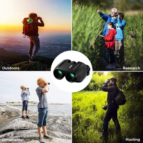  SGODDE Compact Binoculars for Adult Kids 10x25 Waterproof Binocular Weak Light Night Vision Folding High Powered Clear Binoculars Lightweight Bird Watching