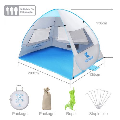  SGODDE Large Pop Up Beach Tent 2019 New Anti UV Sun Shelter Tents Portable Automatic Baby Beach Tent Instant Easy Outdoor Cabana for 3-4 Persons for Family Adults