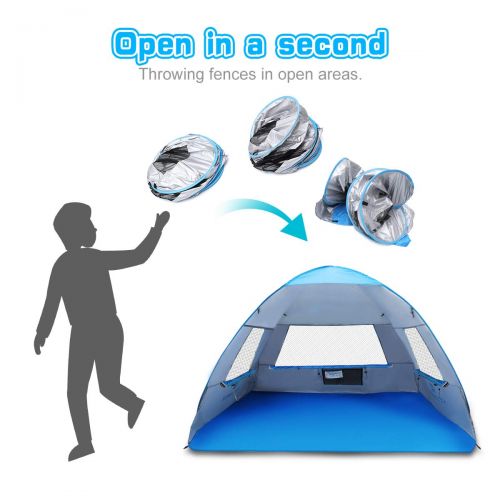  SGODDE Large Pop Up Beach Tent 2019 New Anti UV Sun Shelter Tents Portable Automatic Baby Beach Tent Instant Easy Outdoor Cabana for 3-4 Persons for Family Adults