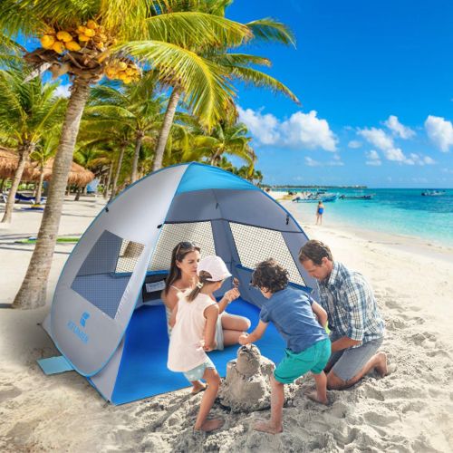  SGODDE Large Pop Up Beach Tent 2019 New Anti UV Sun Shelter Tents Portable Automatic Baby Beach Tent Instant Easy Outdoor Cabana for 3-4 Persons for Family Adults