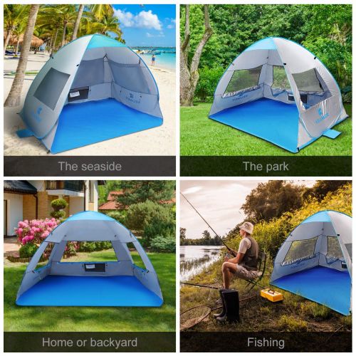  SGODDE Large Pop Up Beach Tent 2019 New Anti UV Sun Shelter Tents Portable Automatic Baby Beach Tent Instant Easy Outdoor Cabana for 3-4 Persons for Family Adults