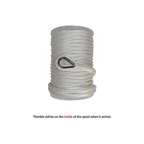  SGT KNOTS Nylon Double Braid Anchor Line with Thimble for Boat Anchors, Marine Ropes (1/2