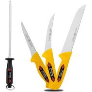 [아마존베스트]SG-web Solingen Premium Professional Knife Set Including Sharpening Steel  4-Piece Battle Knife with Non-Slip Handle for Professional Meat and Hobby Chef  Butcher Knife with Exce