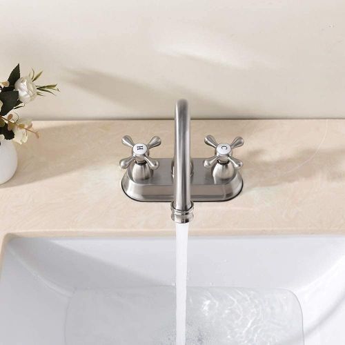  SHACO Best Commercial Brushed Nickel 2 Handle Centerset Bathroom Faucet, Stainless Steel Bathroom Sink Faucet