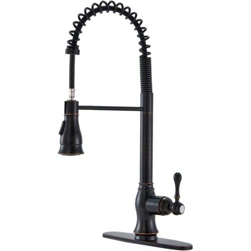  SHACO Antique Single Handle Pull Down Sprayer Oil Rubbed Bronze Kitchen Faucet, Kitchen Faucet Bronze with Deck Plate