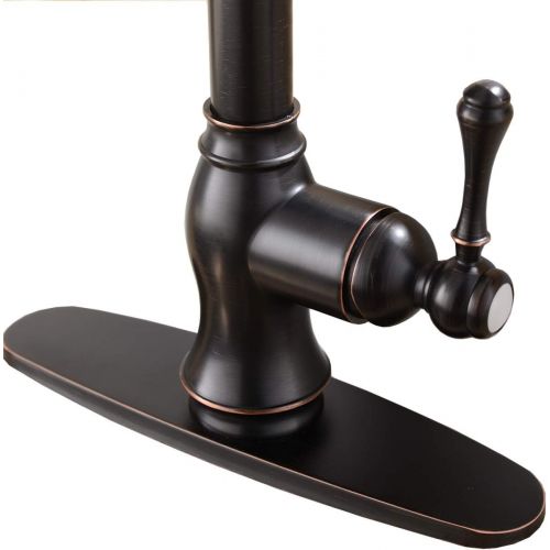  SHACO Antique Single Handle Pull Down Sprayer Oil Rubbed Bronze Kitchen Faucet, Kitchen Faucet Bronze with Deck Plate