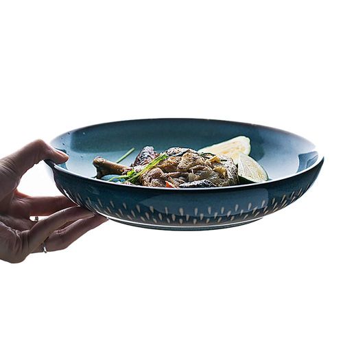  SHALAWAN Pasta Bowl, European Retro Stoneware 10 inches Ramen Bowl Fruit Salad Bowl Western Soup Bowl