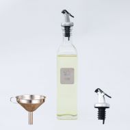 SHANGHE Oil Sauce Wine Vinegar Bottle,Kitchen Cruet Bottle Against Sunlight with 2 Oil Dispensing Pour Spouts for Easy Pouring,1 Stainless Steel Aided Funnel for Refilling,1Press Type Dust