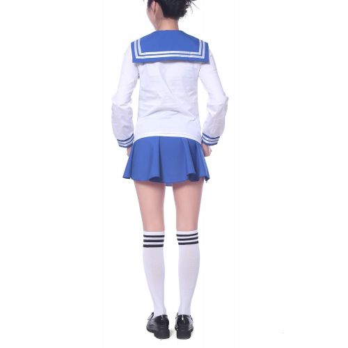  SHANSHAN Womens Sailor Dress Nautical Anime Tome Kurata Cosplay Costumes Japanese School Uniform High Waist Lolita Suit