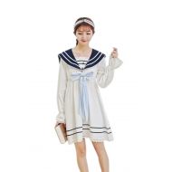 SHANSHAN Woman’s Sailor Dress Blue Nautical Dress Anime Kawaii Long Sleeve Sweet Lolita Dress with Bow Tie (S-3XL)