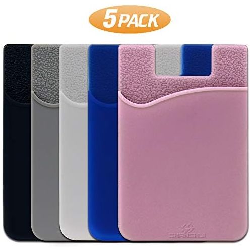  [아마존베스트]SHANSHUI Phone Card Holder, Silicone 3M Adhesive Stick-on ID Credit Card Wallet Phone Case Pouch Sleeve Pocket Compatible with Most of Smartphones(iPhone/Android/Samsung Galaxy) -