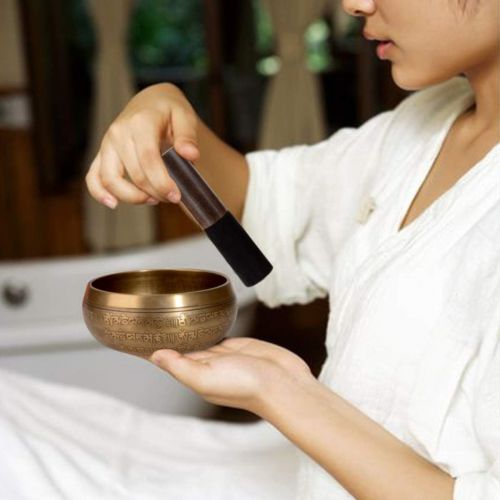  SHANSHUI 4 Tibetan Singing Bowl Meditation Set, Antique Design Mantra Hand-carved Handmade in Nepal with Silk Cushion & Striker For Silent Mind, Chakra Healing, Yoga,and Mindfulnes명상종 싱잉볼