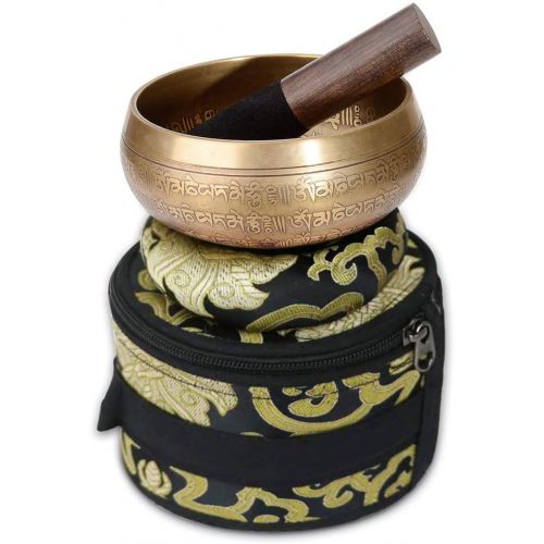  SHANSHUI 4 Tibetan Singing Bowl Meditation Set, Antique Design Mantra Hand-carved Handmade in Nepal with Silk Cushion & Striker For Silent Mind, Chakra Healing, Yoga,and Mindfulnes명상종 싱잉볼