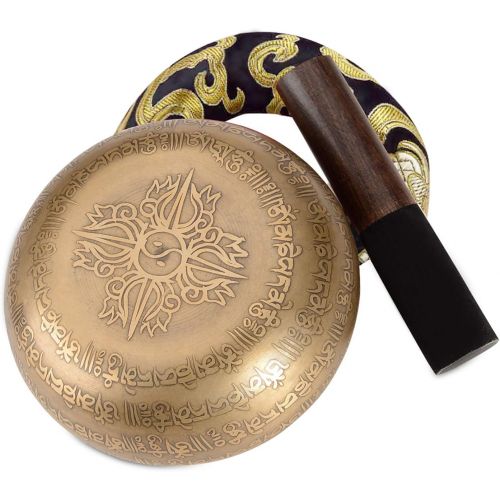  SHANSHUI 4 Tibetan Singing Bowl Meditation Set, Antique Design Mantra Hand-carved Handmade in Nepal with Silk Cushion & Striker For Silent Mind, Chakra Healing, Yoga,and Mindfulnes명상종 싱잉볼