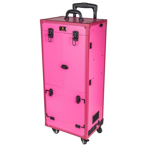  SHANY Cosmetics SHANY REBEL Pro Series  Makeup Artists Multifunction lighted Cosmetics Rolling Case with Fan - Proudly PINK