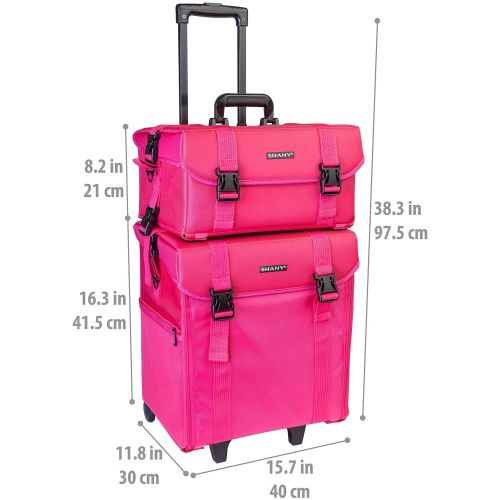  SHANY Cosmetics SHANY Soft Makeup Artist Rolling Trolley Cosmetic Case with Free Set of Mesh Bags, Summer Orchid