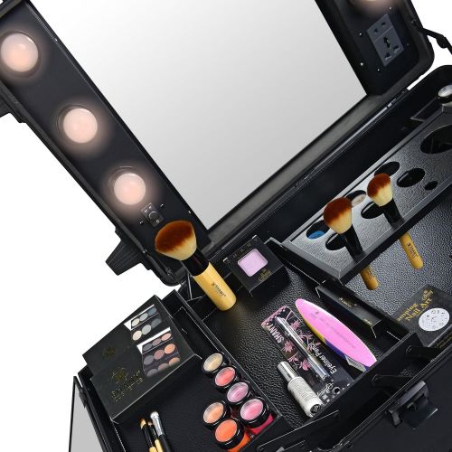  SHANY Cosmetics SHANY Studio To Go Makeup Case with Light - Pro Makeup Station - BLACK