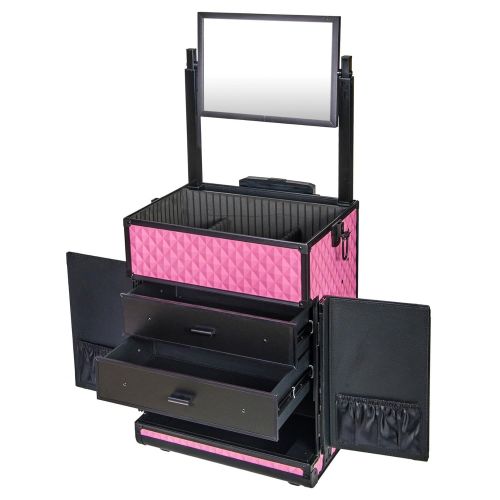  SHANY Cosmetics SHANY Rebel Series Pro Makeup Artists Rolling Train and Trolley Case, Charming Violet