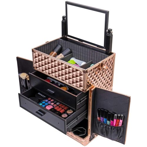  SHANY Cosmetics SHANY Rebel Series Pro Makeup Artists Rolling Train and Trolley Case, Charming Violet