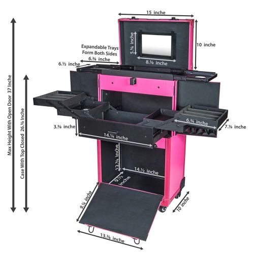  SHANY Cosmetics SHANY Rebel Series Pro Makeup Artists Multifunction Cosmetics Trolley Train Case, Cheer Power, Large