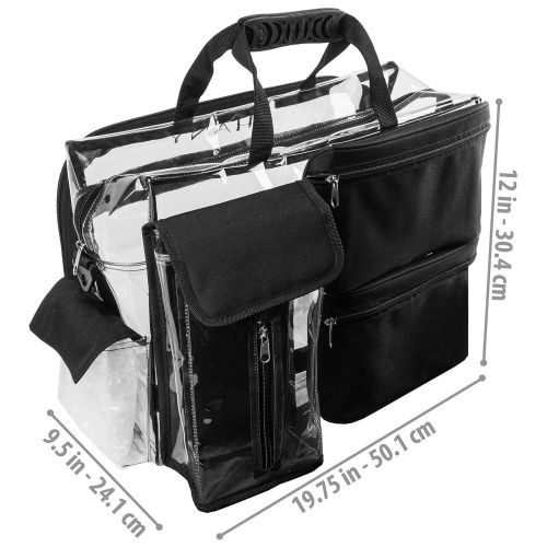  SHANY Cosmetics SHANY Travel Makeup Artist Bag with Removable Compartments  Clear Tote bag with Detachable Pockets  Makeup Organizer - Clear/Black