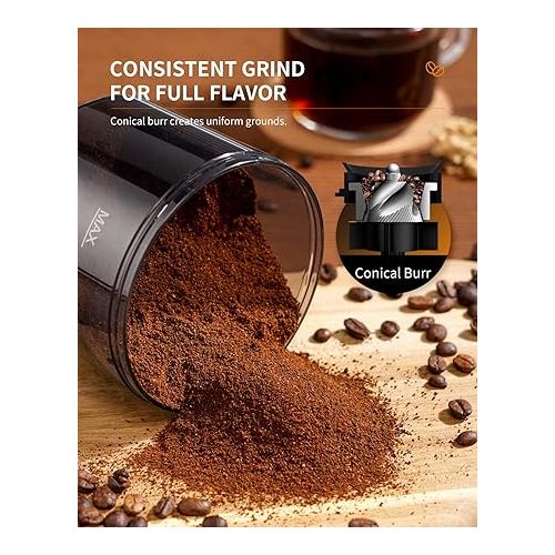  SHARDOR Conical Burr Coffee Grinder, Electric Adjustable Burr Mill with 35 Precise Grind Setting for 2-12 Cup, Black