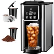 SHARDOR Single Serve Coffee Maker, Hot and Iced Coffee Machine for K Cup Pods & Ground Coffee, 6 to 14 Oz Brew Sizes, with 50oz Large Water Tank, Removable Drip Tray, Black