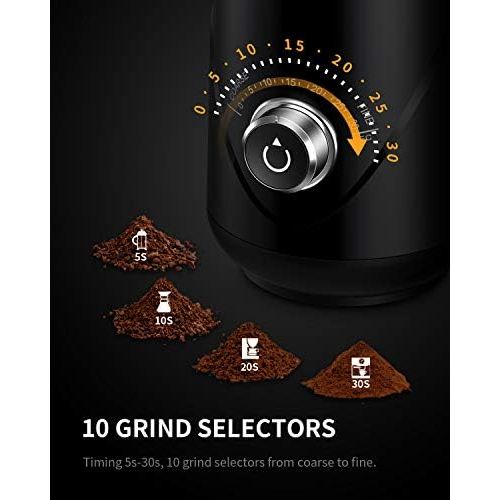  SHARDOR Adjustable Coffee Grinder Electric, Herb Grinder, Spice Grinder, Coffee Bean Grinder, Espresso Grinder with 1 Removable Stainless Steel Bowl, Black