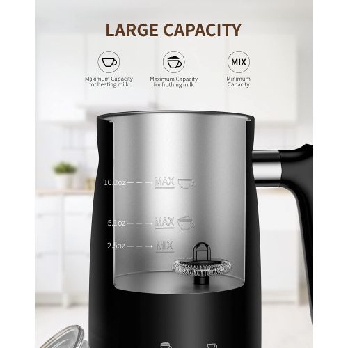  SHARDOR Electric Milk Frother and Steamer, 4 in 1 Large Capacity 10.2 oz/300ml Cold/Hot Automatic Milk Frother & Warmer, Foam Maker for Coffee, Cappuccino, Latte, Macchiato, Chocol