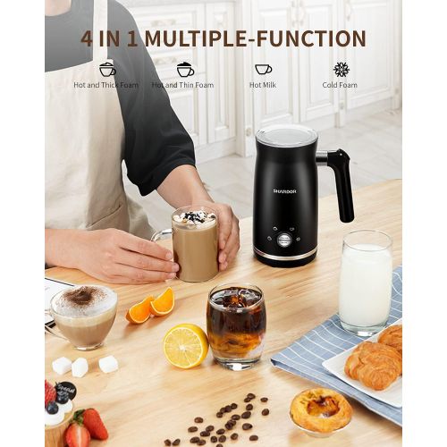  SHARDOR Electric Milk Frother and Steamer, 4 in 1 Large Capacity 10.2 oz/300ml Cold/Hot Automatic Milk Frother & Warmer, Foam Maker for Coffee, Cappuccino, Latte, Macchiato, Chocol