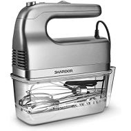 SHARDOR Hand Mixer, 350W Handheld Mixer with Storage Case 5-Speed Plus Turbo Hand Mixer Electric With 5 Stainless Steel Attachments(2 Beaters, 2 Dough Hooks and 1 Whisk), Silver