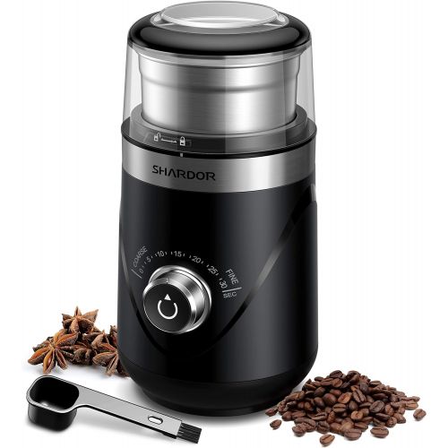  SHARDOR Adjustable Coffee Grinder Electric, Herb Grinder, Spice Grinder, Coffee Bean Grinder, Espresso Grinder with 1 Removable Stainless Steel Bowl, Black