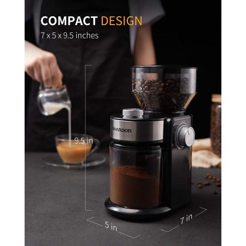  [아마존베스트]SHARDOR Electric Burr Coffee Grinder 2.0, Adjustable Burr Mill with 16 Precise Grind Setting for 2-14 Cup, Black