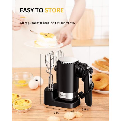  [아마존베스트]SHARDOR Hand Mixer Powerful 300W Ultra Power Electric Hand Mixer with Turbo for Whipping Mixing Cookies, Brownies, Cakes, Dough Batters