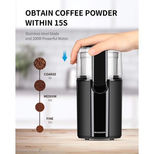  [아마존베스트]SHARDOR Coffee Grinder Electric, Electric Coffee Grinders, Electric Grinder with Removable Stainless Steel Bowl, Black