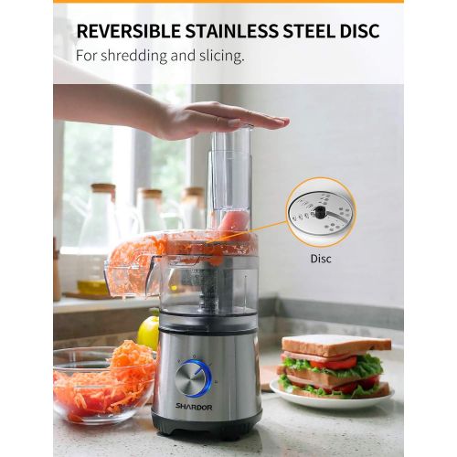  [아마존베스트]SHARDOR 3.5-Cup Food Processor Vegetable Chopper for Chopping, Pureeing, Mixing, Shredding and Slicing, 350 Watts with 2 Speeds Plus Pulse, Silver