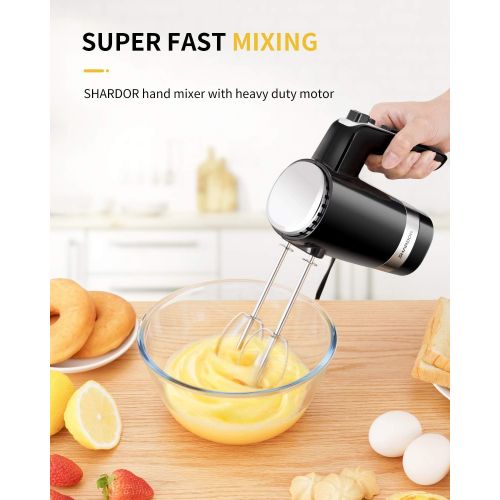 [아마존베스트]SHARDOR Hand Mixer Powerful 300W Ultra Power Electric Hand Mixer with Turbo for Whipping Mixing Cookies, Brownies, Cakes, Dough Batters