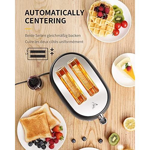  [아마존베스트]SHARDOR Toaster Stainless Steel Black Automatic Toaster Compact 2 Slices with Extra Wide Toast Slots (35 mm), 7 Tanning Levels, 800 W